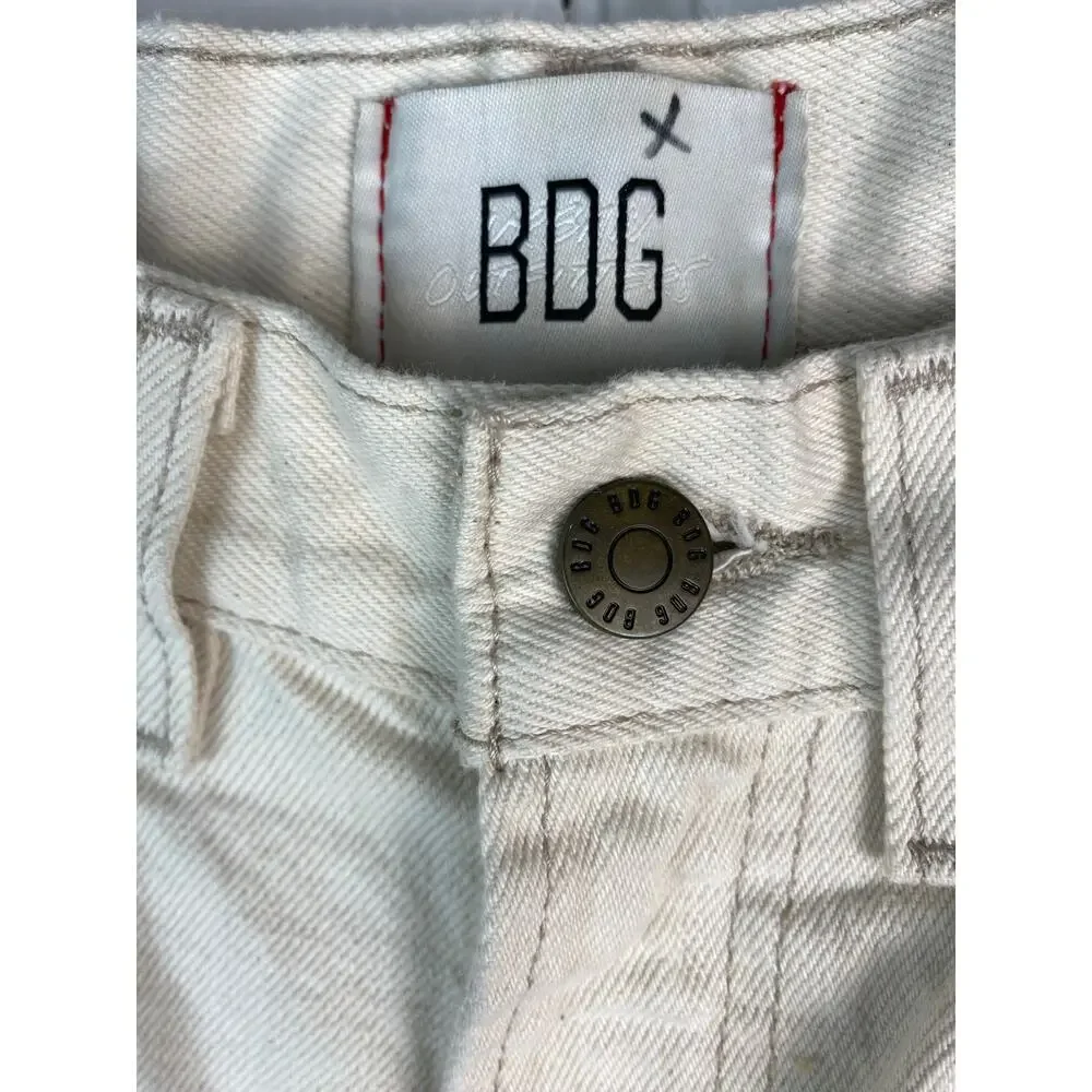 Urban Outfitters BDG Women's Size 26 Cream Distressed High Rise Baggy Jeans * - Picture 5 of 10